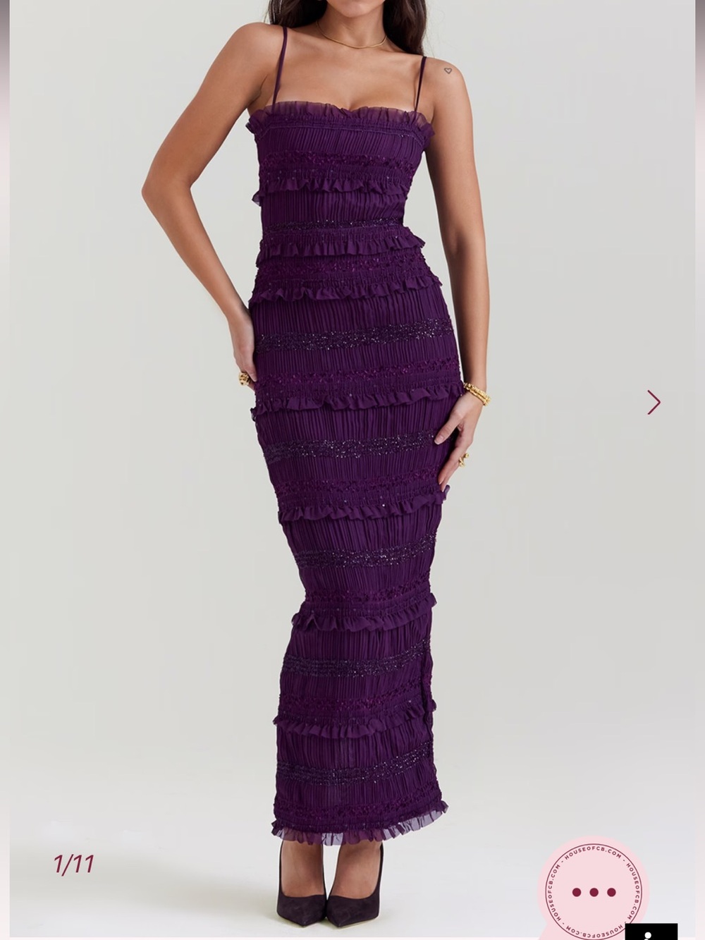 House of CB SOLANA Grape Sequin Pleat Corset Dress